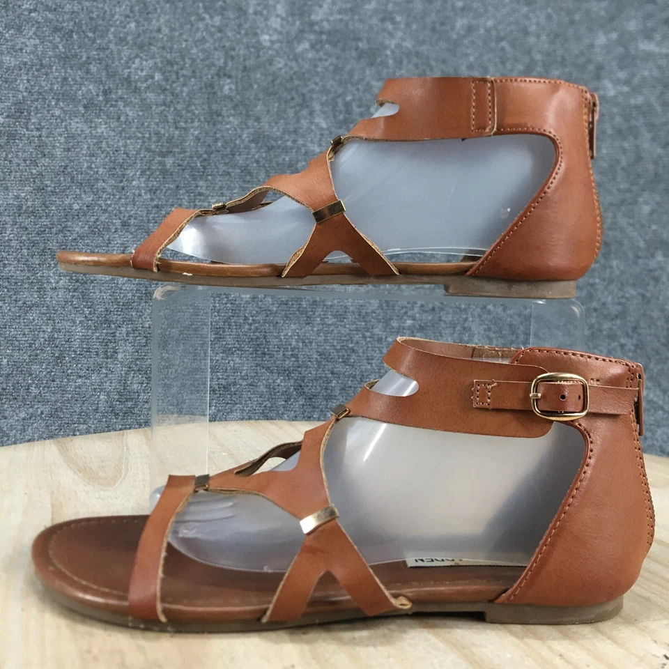Steve Madden Sandals Youth 3 Comma Gladiator Brown Leather Casual Comfort Flats - Image 2 of 4