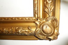 800-ANTICA CORNICE FRANCESE DORATA-LAVORATA- TOT 67 x 55 CM-SPECCHIERA-ORIGINALE