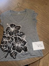 Express Women's black floral print shirt Size L
