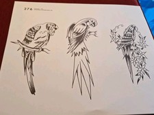 Vintage American traditional tattoo flash sheet by Spaulding Rogers.