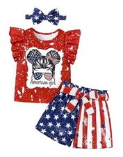 Toddler Girl Clothes Summer Girls Clothing Sets Girl 3-4T Red 4th of July