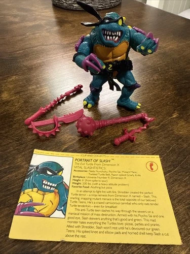 TMNT Slash 1990 Vintage 100% Complete Action Figure Teenage Mutant Ninja Turtle