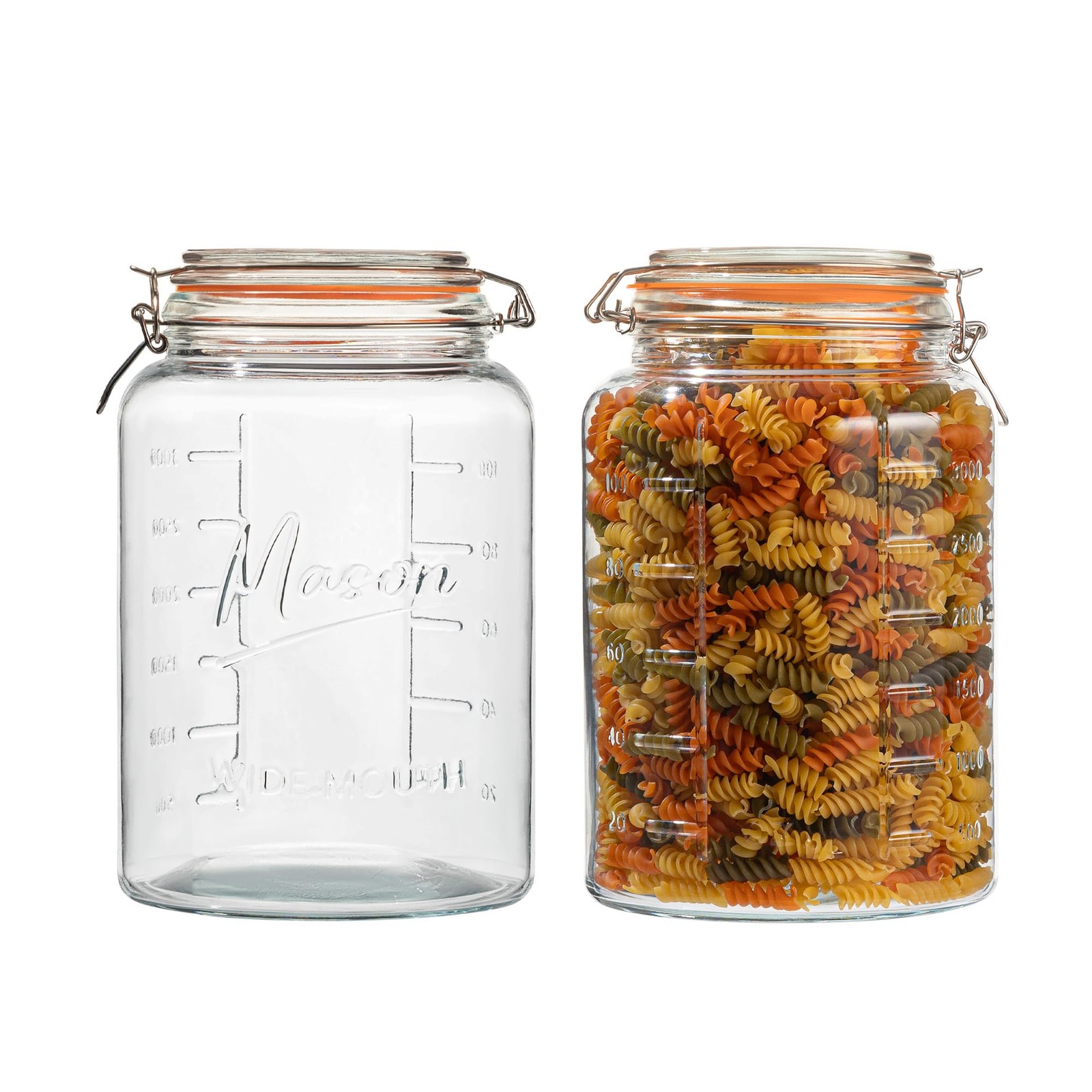 1 Gallon Glass Mason Jars with Airtight Lids & Measurement Marks for Storage