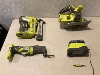 #ad #ad Ryobi Cordless Power Tool Lot Saw Nailer Multi Tool Charger Battery Combo $139.99