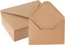 V-Flap Kraft Envelopes, 50 Pack, 4 X 6 Inch, A4 Envelopes, Card Envelopes