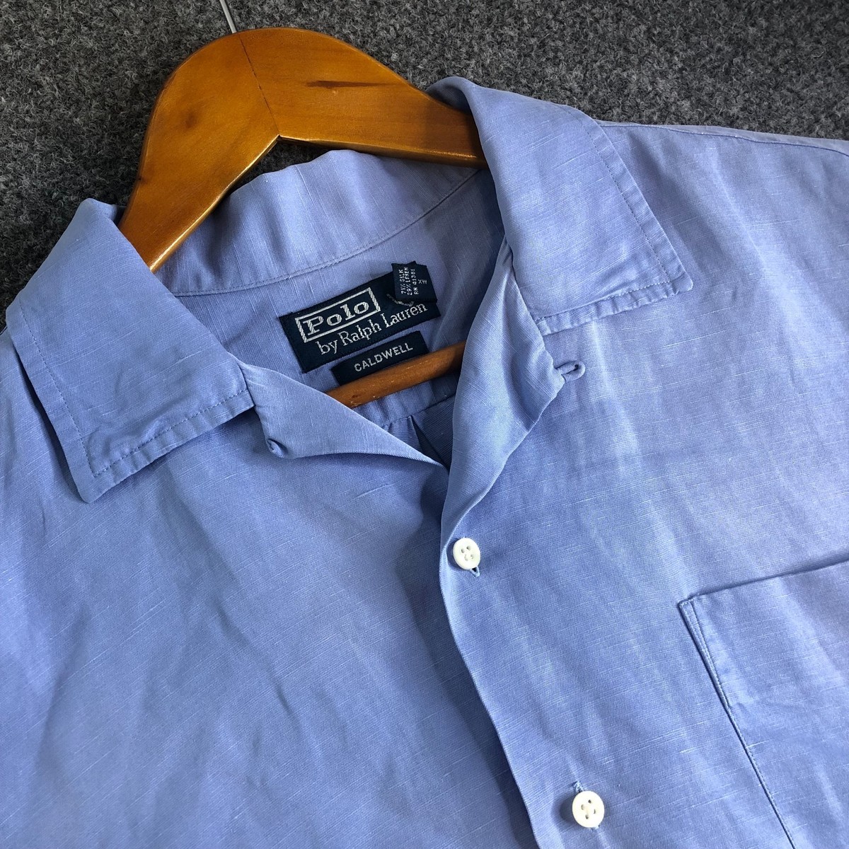 Polo Ralph Lauren Shirt Mens Medium Blue Silk Linen Caldwell Loop