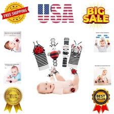 High Contrast Baby Toys Infant Rattle Socks and Wristband Set, Ideal Baby Sen...