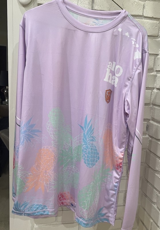 Rash Guard !Hawaiian Print INGEAR,UPF 50!Unisex Long Sleeve Rash Guard, Sz Large