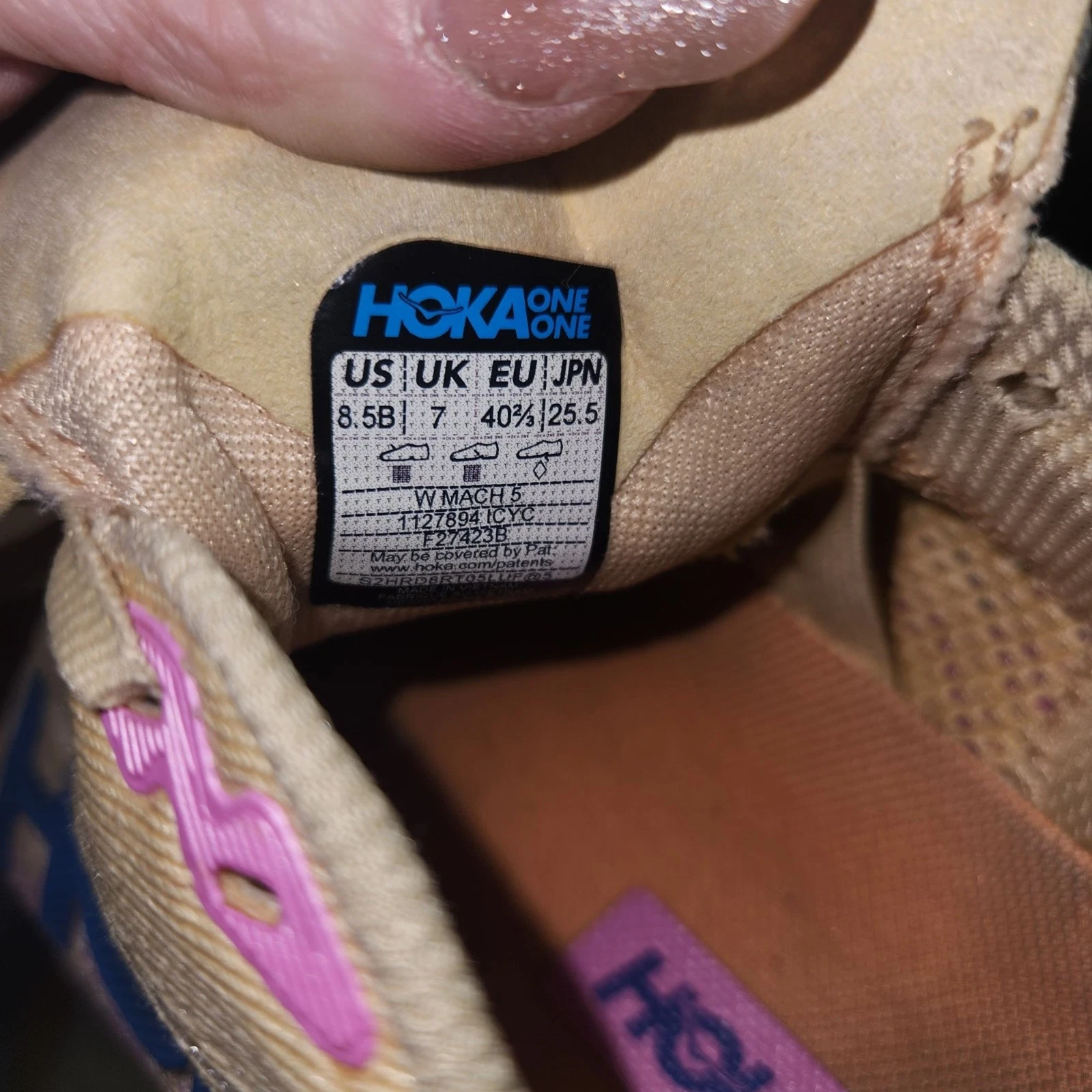 MACH & MACH Hoka Mach 5 Womens Running Shoes Size 8.5 Beige Orange Pink With Blue Accents