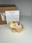 Fenton Burmese Satin Glass Frog Figurine Hand Painted Floral Signed D. Frederick