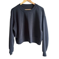 Lululemon Softstreme Perfectly Oversized Cropped Crew Sweatshirt Black 4