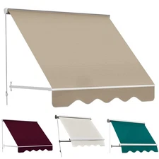Outsunny Drop Retractable Window Awning Canopy Sun Shade Shelter Arm Manual