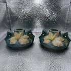 Vintage Pair of Roseville Art Pottery Blue Clematis Candleholders # 1158 4 Inch