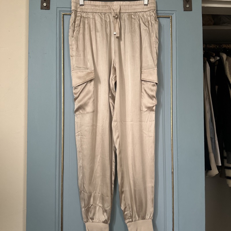 Cami NYC Womens High Rise Drawstring Silk Elsie Cargo Pants Cannoli Medium