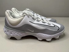 Size 13 Nike Alpha Huarache Elite 4 MCS Baseball Cleat White Grey FD6255-104