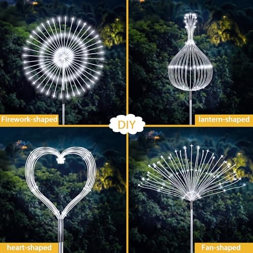 JJGoo Solar Firework Lights, 2 Pack 120 LEDs 2 Lighting 2 Pack, Cool White 