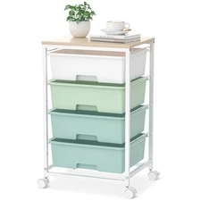 Utility Cart with 4 Drawers,Rolling Storage Cart with Drawers,Storage Green