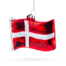 Waving Flag of Denmark Blown Glass Ornament