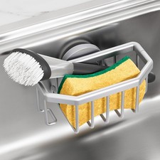 Sponge Holder for Kitchen Sink with Strong Suction Cup, Rustproof Aluminum Si...