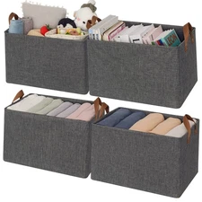 GRANNY SAYS Closet Storage Baskets, Collapsible Fabric Storage Bins with Meta...