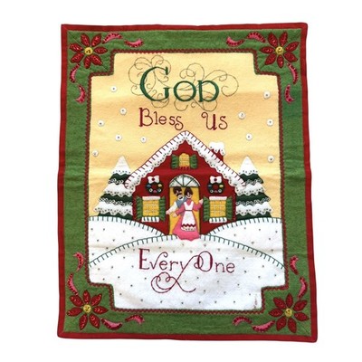 Bucilla GOD BLESS US EVERYONE Christmas Felt Decor FINISHED 48637
