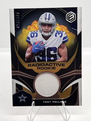 2019 Elements Tony Pollard Radioactive Rookie Patch Gold RC #45 /149 Cowboys B5