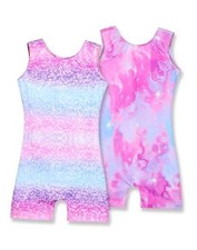 2 Pack Gymnastics Leotards for 5-6 Years 2pcs Rainbow Dot  Multicolor Tie Dye