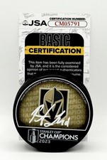 Ivan Barbashev signed Vegas Golden Knights 2023 Stanley Cup Champs Puck JSA COA