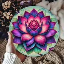 1pc 7, 87x7, 87 Inch Aluminum 2D Mandala Wall Art - Vibrant Purple & Pink for Lo