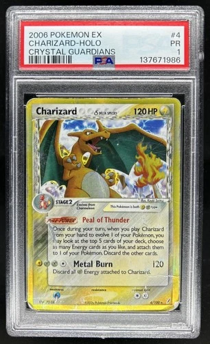 2006 Pokemon EX Crystal Guardians Charizard Holo #4/100 PSA 1