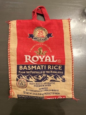 [EMPTY BAG ONLY] Royal Basmati Reusable Burlap Handles Zipper EMPTY bag