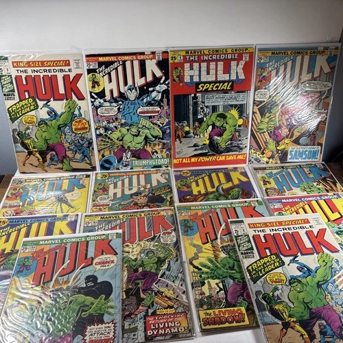 Marvel Comics 1976 Incredible Hulk Comic Book Lot Vintage Lot Of 14