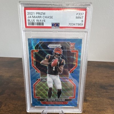 Panini 2021 Prizm Blue Wave Prizm Ja'Marr Chase #337 PSA 9 Rookie 199/199 NFL