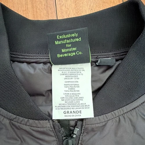 Monster Energy Men's Black Quilted Bomber Jacket Logo Full Zip Pockets L image 3