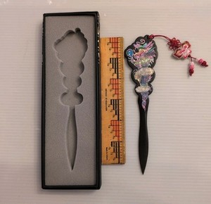 Made In Korea Ebony with Inlay letter opener with macrame knot