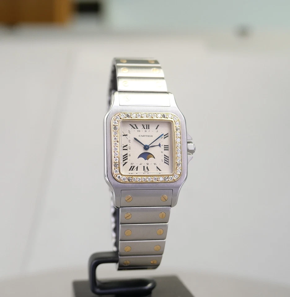Cartier Santos Galbée Mondphase Full Set Diamantlünette Erstkaufrechnung - Bild 2 von 4