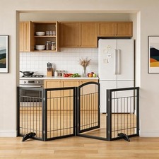 Vantas Dog Gate Indoor with Door, Freestanding, Foldable, 96" W x 30" H 96W 30H