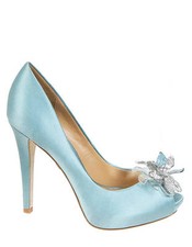 Badgley Mischka NEW CLEONE wedding bridal open toe pumps Nile Blue shoes US 7,5