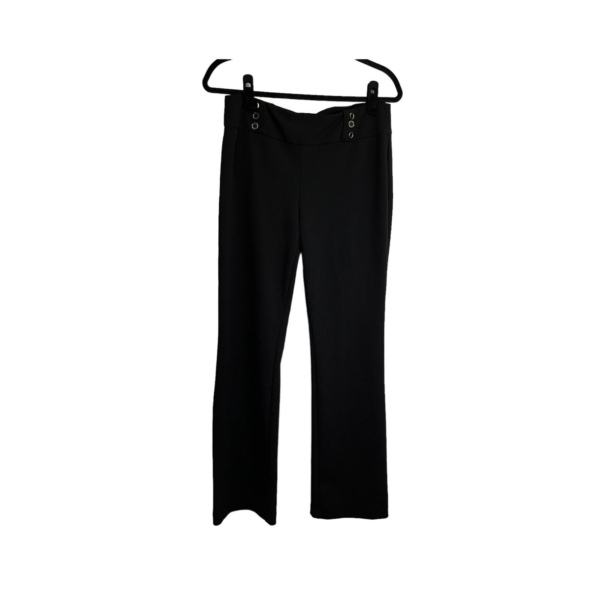 Briggs Black Faux Button Pull on Pants Dress Career Trousers Womens Size