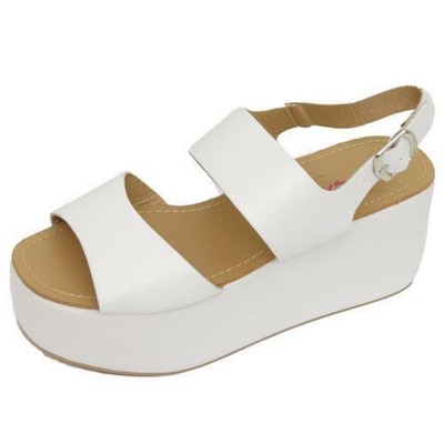 white flat platform sandals
