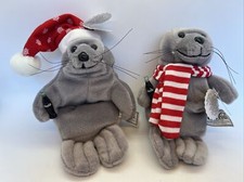 Vtg Coca Cola 1997 Christmas Seals Scarf Snowflake Cap Bean Bag Plush Toy Coke