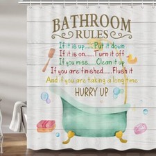 Funny Cute Retro Green Fabric Shower Curtain Extra Long 84 inch 72x72" Bathroom