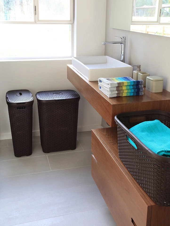 Curver Style Wäschekorb Rattan Wäschebox Wäschesammler 60L - Bild 3 von 4