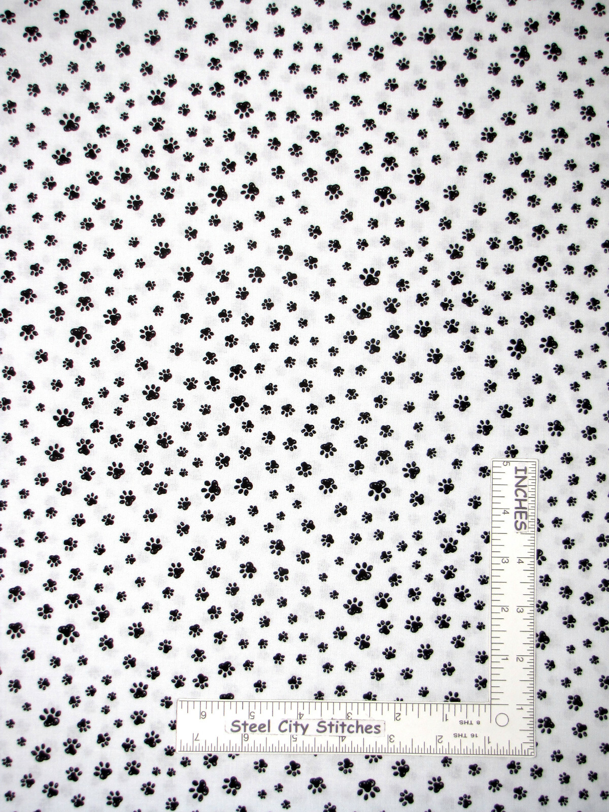 Animal Dog Cat Paw Print on White Cotton Fabric Timeless Treasures C8242 By Yard