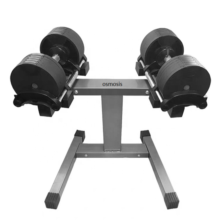 PAIR 2x 32KG Adjustable Dumbbells & STAND Rack Home Gym exercise Weights Workout