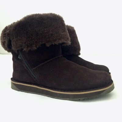Tamarac Women's Norway Shearling Boot in Brown Suede Fold