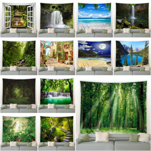 Large Jungle Waterfall Tapestry Wall Hanging Blanket Bedroom Bedspread Backdrop - Picture 1 of 22