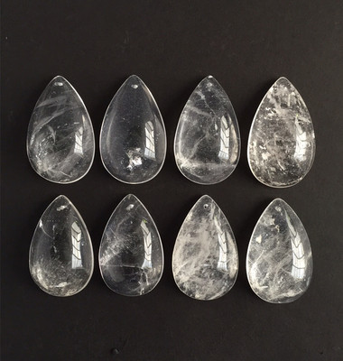 Natural Rock Crystal Quartz Chandelier Pendants Parts Prisms Half Pear 78mm 8pc