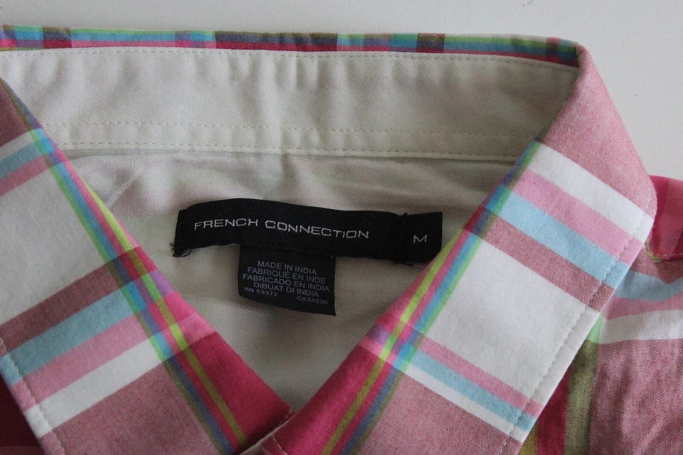 Camisa COMO NUEVA French Connection Rosa Audaz a Cuadros Abotonada Mediana M Delgada Foto 4 de 4