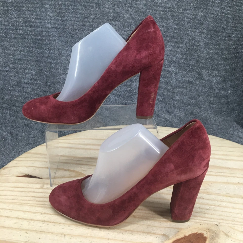 Zapatos de salón J.Crew para mujer 9 zapatos sin cordones borgoña gamuza tacones informales punta redonda Foto 2 de 4
